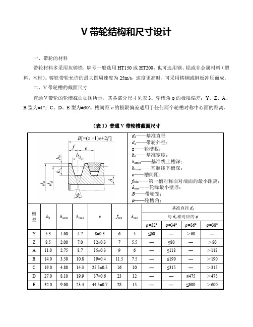 普通V带轮结构和尺寸设计