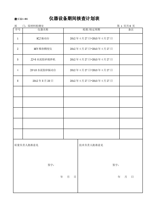 期间核查计划表