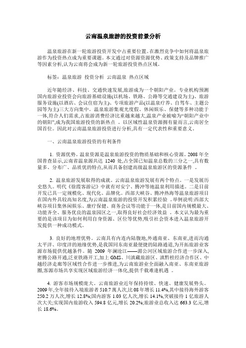 云南温泉旅游的投资前景分析