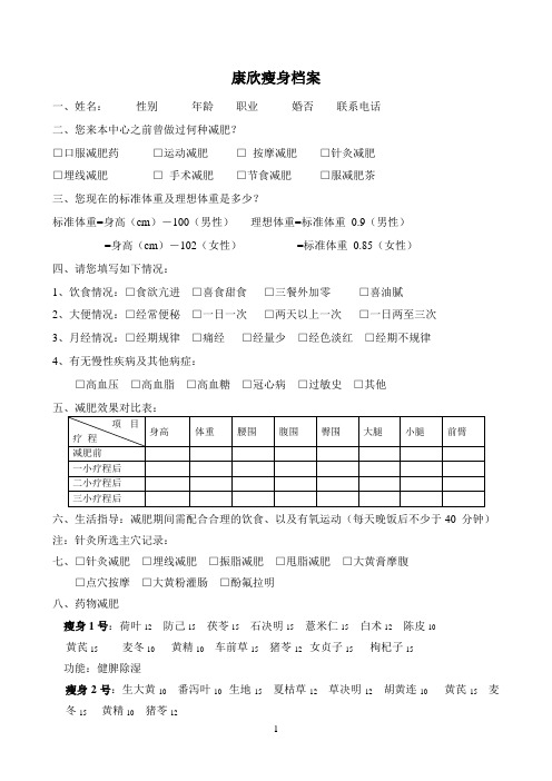 康源瘦身档案