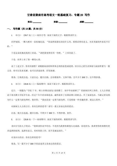 甘肃省陇南市高考语文一轮基础复习：专题20 写作