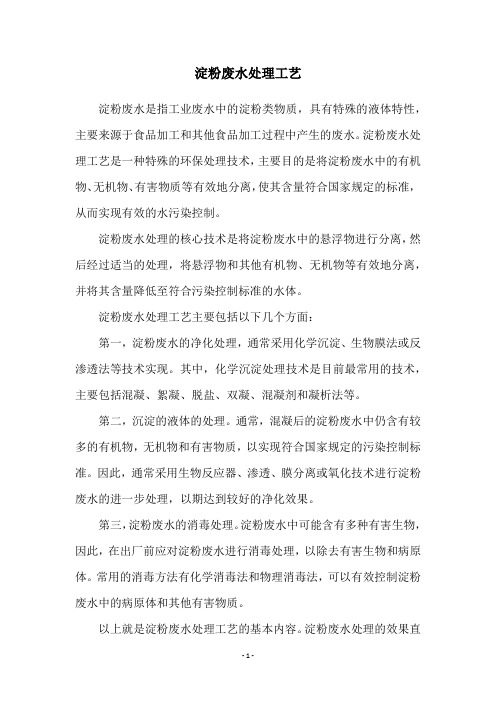 淀粉废水处理工艺