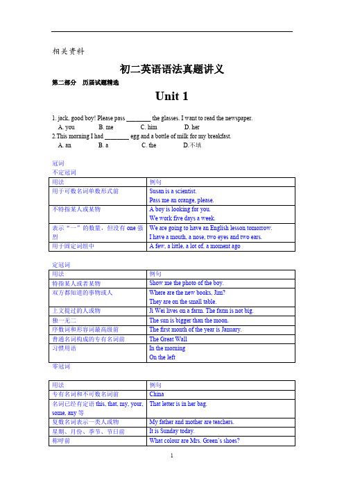 初二八年级英语语法全真精讲讲义