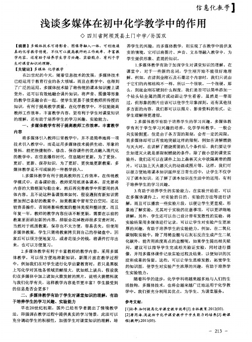 浅谈多媒体在初中化学教学中的作用