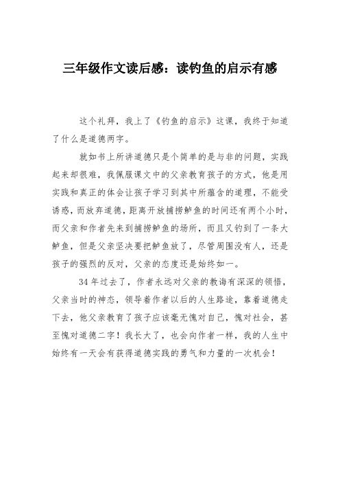 三年级作文读后感：读钓鱼的启示有感