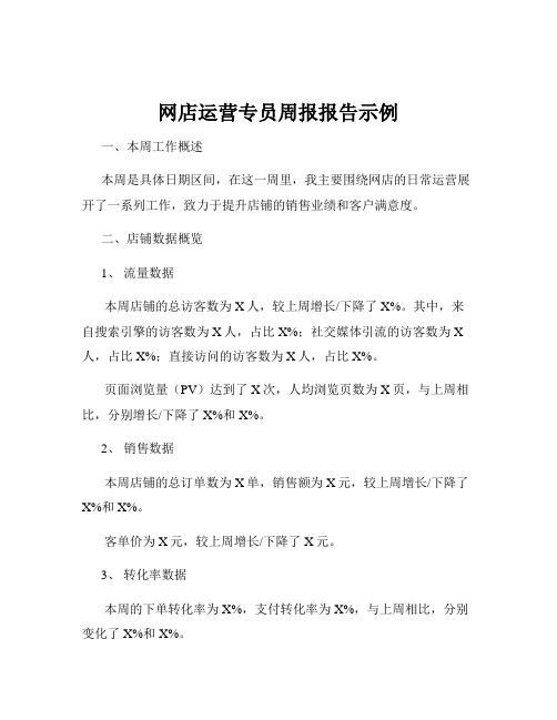 网店运营专员周报报告示例