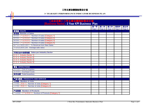 毕博-管理咨询工具方法—3-YearKeyPerformanceIndicatorBusinessPlan-Chinese