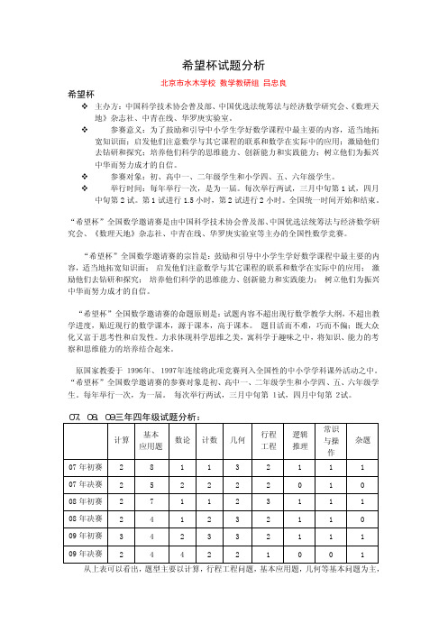 希望杯试题分析