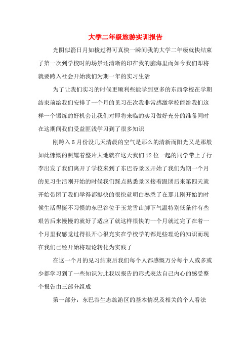 2019年大学二年级旅游实训报告