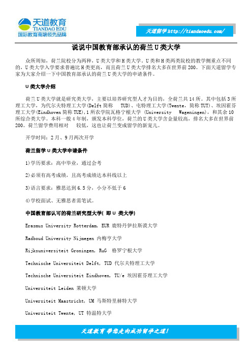 说说中国教育部承认的荷兰U类大学