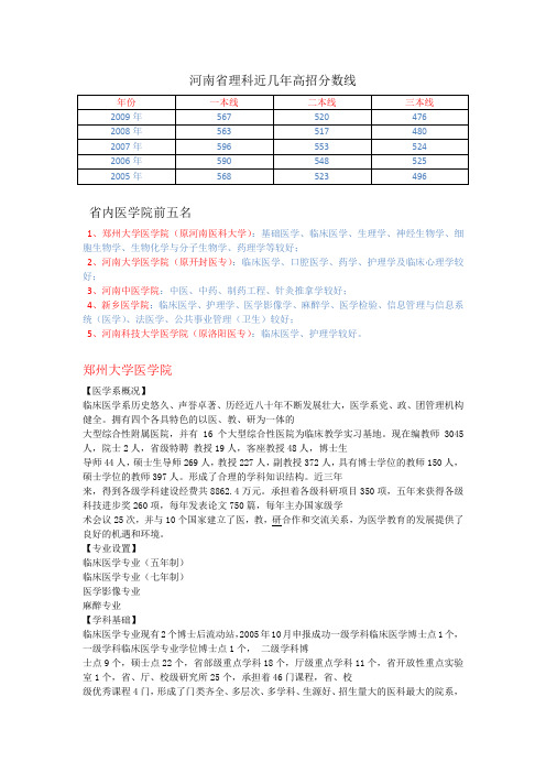 河南前几名医科院校