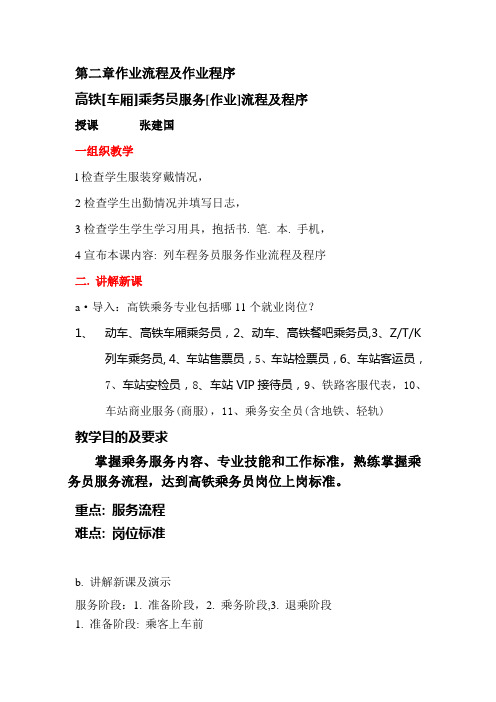 高铁乘务员服务流程