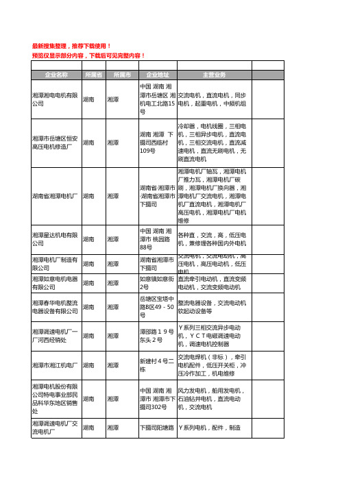 新版湖南省湘潭交流电机工商企业公司商家名录名单联系方式大全12家