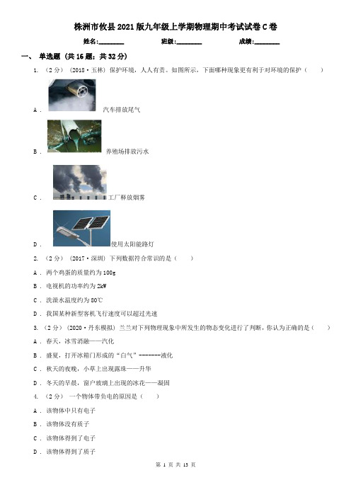 株洲市攸县2021版九年级上学期物理期中考试试卷C卷