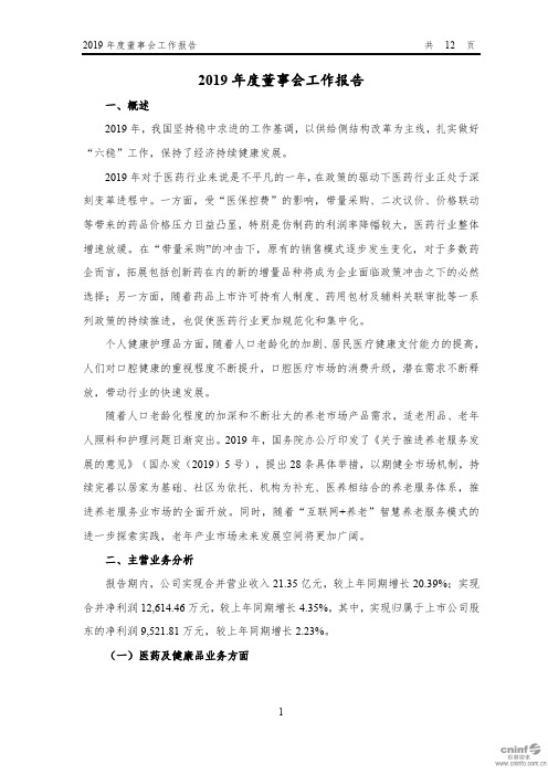 2019年度董事会工作报告