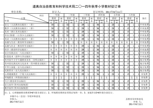 2014年秋教材订单