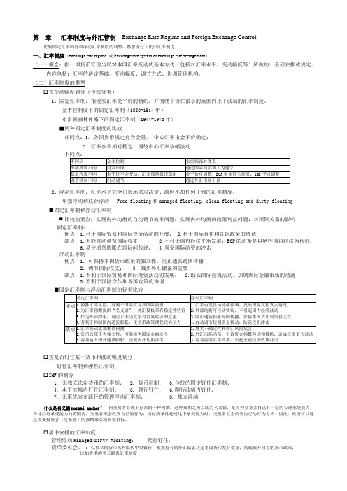 汇率制度与外汇管制