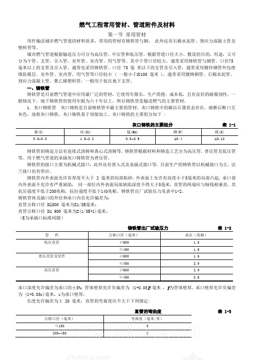 燃气工程常用管材、管道附件及材料