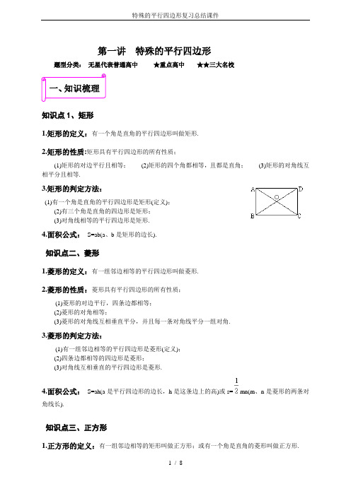 特殊的平行四边形复习总结课件