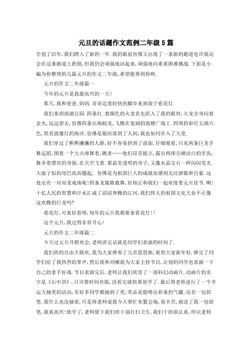 元旦的话题作文范例二年级5篇