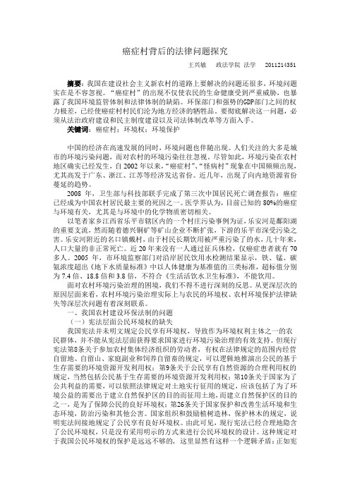 癌症村背后的法律问题探究