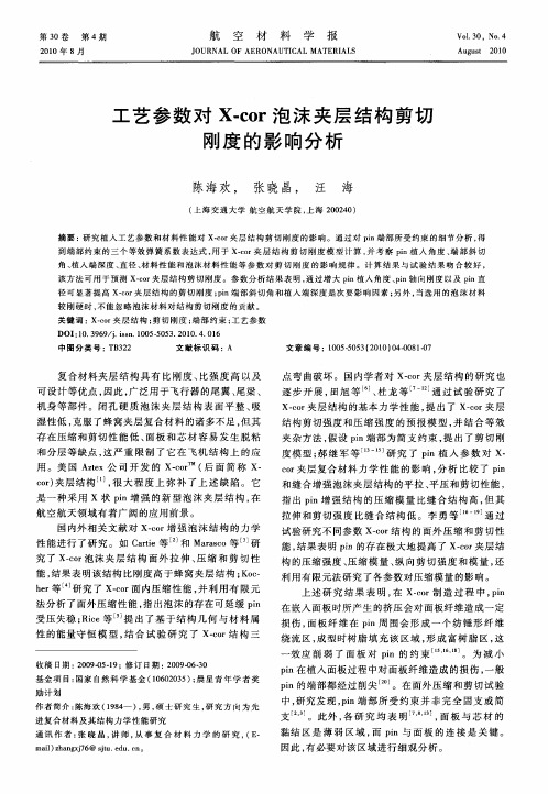 工艺参数对X-cor泡沫夹层结构剪切刚度的影响分析