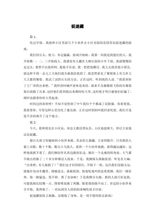 捉迷藏作文350字左右三年级