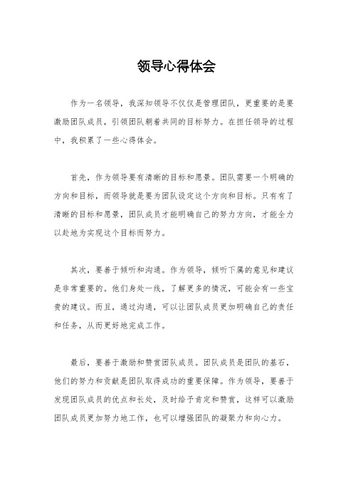 领导心得体会