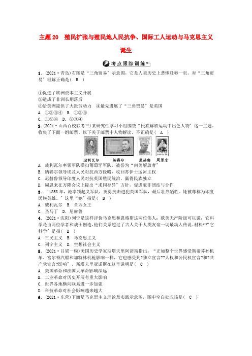 中考历史主题殖民扩张与殖民地人民的抗争国际工人运动与马克思主义的诞生考点跟踪训练