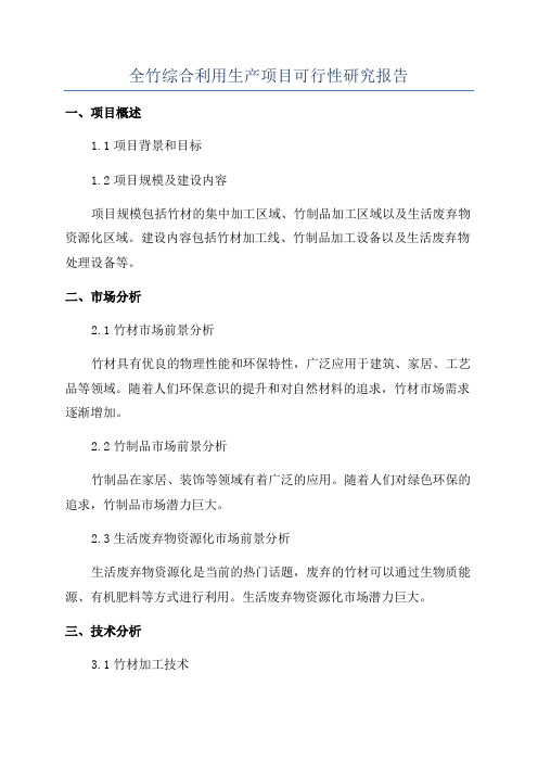 全竹综合利用生产项目可行性研究报告