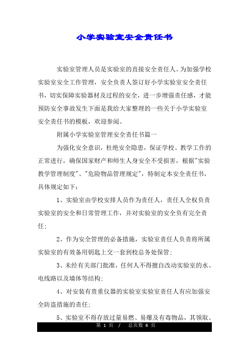 小学实验室安全责任书.doc