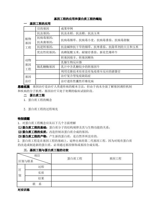 基因工程的应用和蛋白质工程的崛起