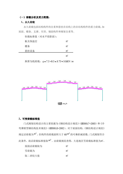 门式刚架荷载计算及内力组合