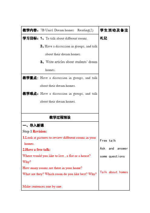 牛津译林版英语 七年级下册 Unit 1 Dream homes Reading 2 Homes a