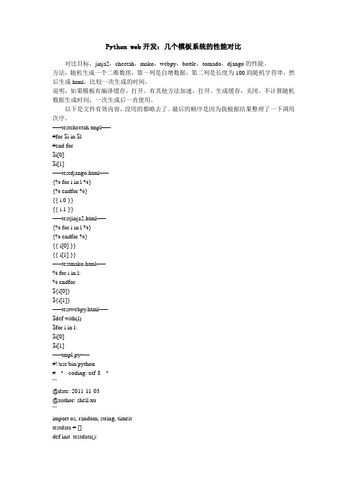Python web开发=几个模板系统的性能对比