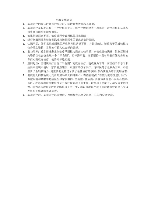 弱视训练常见问题