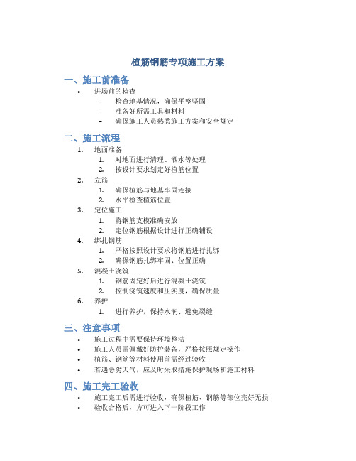 植筋钢筋专项施工方案