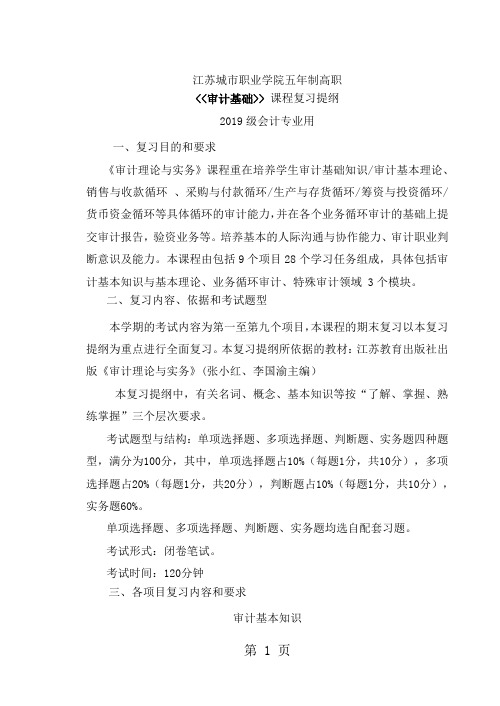 2019级《审计基础》复习提纲共16页