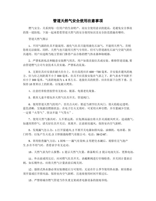 管道天然气安全使用注意事项
