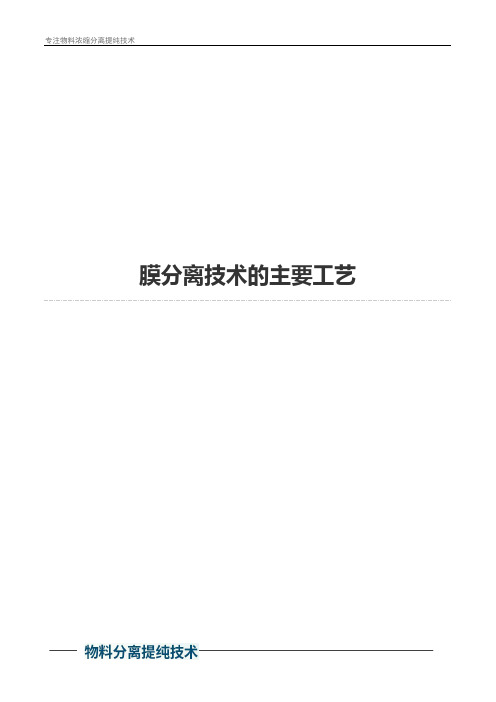 膜分离技术的主要工艺