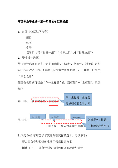 环艺专业毕业设计第一阶段PPT汇报提纲