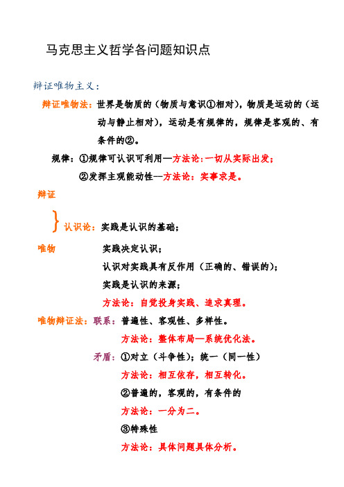 马克思主义哲学各问题知识点