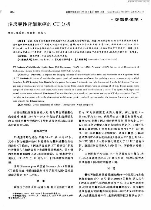多房囊性肾细胞癌的CT分析