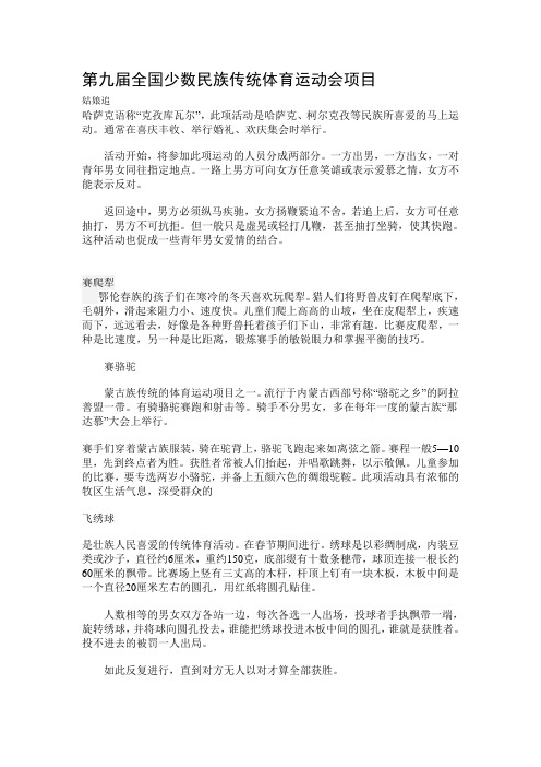 第九届全国少数民族传统体育运动会项目