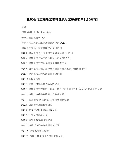 建筑电气工程竣工资料目录与工序报验单[1][教育]