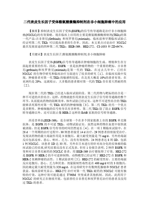 二代表皮生长因子受体酪氨酸激酶抑制剂在非小细胞肺癌中的应用