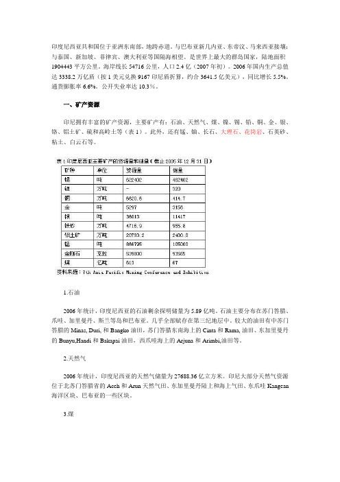 印尼矿业开发与投资环境