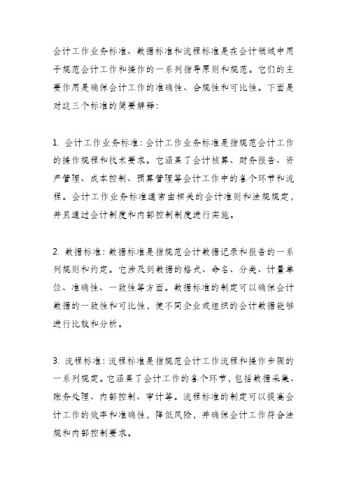 会计工作业务标准、数据标准、流程标准
