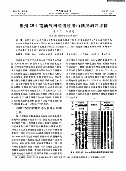 锦州25-1南油气田裂缝性潜山储层测井评价