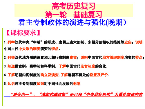 高考第一轮复习君主专制政体的演进与强化
